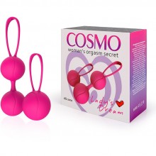 Набор силиконовых вагнальных шариков с петельками, цвет розовый, Cosmo csm-23140, диаметр 3.4 см.