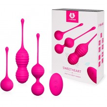 Набор вагинальных шариков на дистанционном управлении «SweetHeart», цвет розовый, S-Hande SHD-S154, из материала силикон, диаметр 3.5 см.