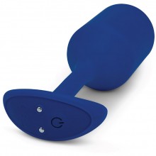 Силиконовая анальная пробка для ношения с вибрацией «Vibrating Snug Plug 4», цвет синий, B-Vibe BV-015-NAV, длина 19 см., со скидкой