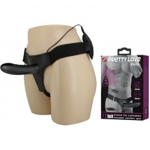 Полый страпон с вибрацией «Myron» из коллекции Pretty Love от Baile, цвет черный, BW-022056, из материала силикон, длина 18.5 см.