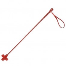 Красный стек оплетенный натуральной кожей с крестообразной шлепалкой, длина 60 см, Ситабелла 4039-2, бренд СК-Визит, длина 60 см.