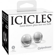 Стеклянные вагинальные шарики «Glass Ben-Wa Balls» из коллекции ICICLES, цвет прозрачный, PipeDream 2941-00 PD, из материала Стекло, диаметр 2.5 см.