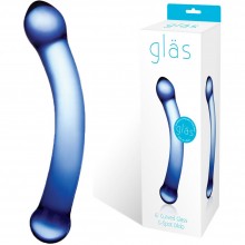 Стеклянный фалос для точки G - «Curved G-Spot Glass Dildo», цвет синий, Glas GLAS-147, цвет прозрачный, длина 16 см.