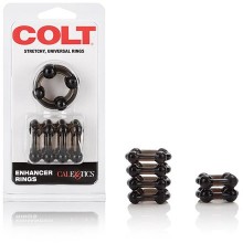 Набор из двух стимулирующих насадок-колец «COLT Enhancer Rings» от компании California Exotic Novelties, цвет черный, SE-6775-12-2, бренд CalExotics, из материала TPE, диаметр 2 см.
