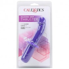 Силиконовый рельефный фаллос-стимулятор «Silicone Grip Thruster» с ручкой-ограничителем, цвет фиолетовый, California Exotic Novelties SE-0315-10-2, бренд CalExotics, длина 11.5 см.