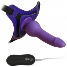 Страпон 10 Mode Vibrations 6.3 Harness Silicone Dildo Purple, длина 15.5 см, диаметр 2.8 см, 92005PurpleHW, бренд Howells, из материала Силикон, длина 15.5 см., со скидкой