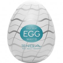 Мужской ручной мини-мастурбатор Tenga Egg «Wavy II», цвет белый, T481, длина 6 см.