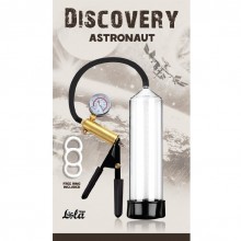 Мужская вакуумная помпа с манометром «Discovery Astronaut», цвет прозрачный, Lola Toys INS6907-00Lola, длина 23 см.