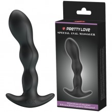 Эргономичный анальный вибратор-цепочка Pretty Love «Special Anal Massager» с основанием для ношения, цвет черный, длина 14.5 см, Baile BI-040068, длина 14.5 см.
