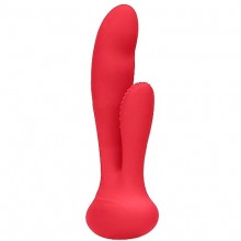 Силиконовый женский премиум вибратор Elegance «G-Spot and Clitoral Vibrator Flair Red» с клиторальным стимулятором, цвет красный, Shots Media SH-ELE013RED, длина 17.5 см.