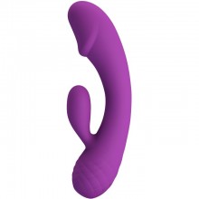Перезаряжаемый гибкий вибратор для женщин с клиторальной стимуляцией «Doreen» из коллекции Pretty Love, цвет фиолетовый, Baile BI-014666-1, длина 17.5 см.