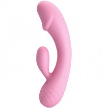 Перезаряжаемый гибкий вибратор для женщин с клиторальной стимуляцией «Ron» из коллекции Pretty Love, цвет розовый, Baile BI-014666, из материала Силикон, длина 17.5 см., со скидкой