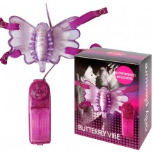 Вибробабочка на ремешках, EE-10202, бренд Bior Toys, из материала TPR, цвет Фиолетовый, длина 7 см.
