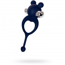 Силиконовое виброкольцо с хвостиком и съемной вибропулей «Mickey», цвет синий, JOS 782020, длина 12.5 см.