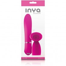 Вибромассажер для женщин с насадкой-щеточкой для стимуляции клитора «Inya Blossom Pink» от компании ТЫ Novelties, цвет розовый, NSN-0553-24, бренд NS Novelties, из материала Пластик АБС, длина 18 см., со скидкой
