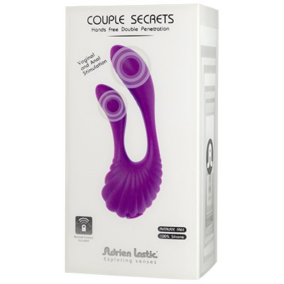 Вибромассажер для пар с функцией hands free «Couple Secrets» от компании Adrien Lastic, цвет розовый, из материала Силикон, длина 9.3 см.