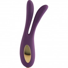 Двойной гибкий вибромассажер «Flare Bunny» с подсветкой ручки, цвет фиолетовый, Toy Joy TOY10299, из материала Силикон, длина 16 см.