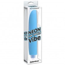 Классический женский вибратор Neon Luv «Touch Vibe», цвет голубой, PipeDream 1140-14 PD, длина 17.1 см., со скидкой