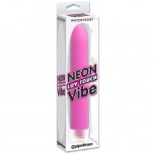 Классический гладкий женский вибратор Neon Luv «Touch Vibe», цвет розовый, PipeDream 1140-11 PD, длина 17.1 см.