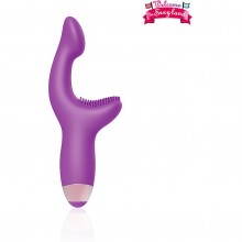 Вибратор для женщин с увеличенной головкой для точки G и рельефным стимулятором клитора, цвет фиолетовый, Welcome To Sexy Land WSL-15010, длина 8.5 см.