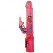 Вибромассажер с ротацией и клиторальным стимулятором «Mini Marvelous Rabbit» от компании Toy Joy, цвет розовый, TOY9356, длина 22 см.