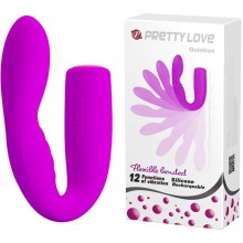 Гнущийся силиконовый вибратор для двоих Pretty Love «Quintion», цвет фиолетовый, Baile BI-040069, длина 14 см.