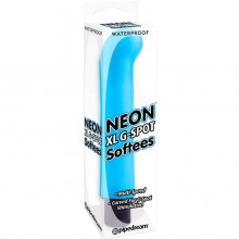 Гелевый вибратор для женщин с загнутым кончиком для зоны G Neon Luv «Touch G-Spot Softees XL», цвет голубой, PipeDream 1407-14 PD, длина 16.2 см.