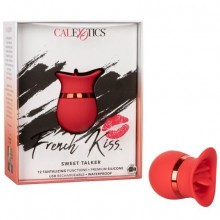 Компактный перезаряжаемый вибратор для клитора «Sweet Talker» с функцией «мерцающий язычок» из коллекции French Kiss от компании California Exotic Novelties, цвет красный, SE-0608-05-3, длина 7 см.