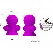 Вибромассажеры на соски «Nipple Sucker» из коллекции Pretty Love от компании Baile, цвет фиолетовый, BI-014545-1, из материала Силикон, длина 7.2 см.
