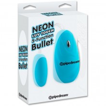Классическая вибропуля с выносным пультом «Neon Luv Touch», цвет голубой, PipeDream 2638-14 PD, длина 5.7 см.