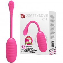 Стильное силиконовое виброяйцо для женщин Pretty Love Kirk, розовое, Baile BI-014654-1, цвет розовый, длина 19.7 см.