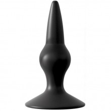 Конусовидная силиконовая анальная пробка на широком основании, цвет черный, Sex Expert, длина 9 см.
