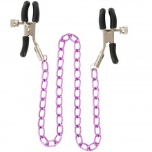 Зажимы для сосков «Nipple Chain Metal», цвет фиолетовый, Toy Joy 3000007506, One Size (Р 42-48), со скидкой