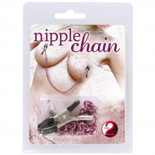 Зажимы на соски на цепочке «Nipple Clamps with Chain» от компании You 2 Toys, цвет фиолетовый, 5312600000, бренд Orion, из материала Металл, длина 5.2 см., со скидкой