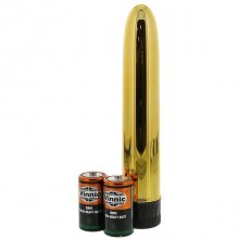 Женский классический вибратор с идеально гладкой поверхностью «Slim-Line Vibrator Gold», цвет золотой, Gopaldas 50395, длина 17 см.